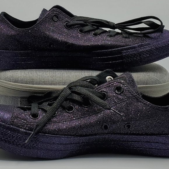 Converse All Star OX Lo Glitter Purple/Black - Picture 2 of 6